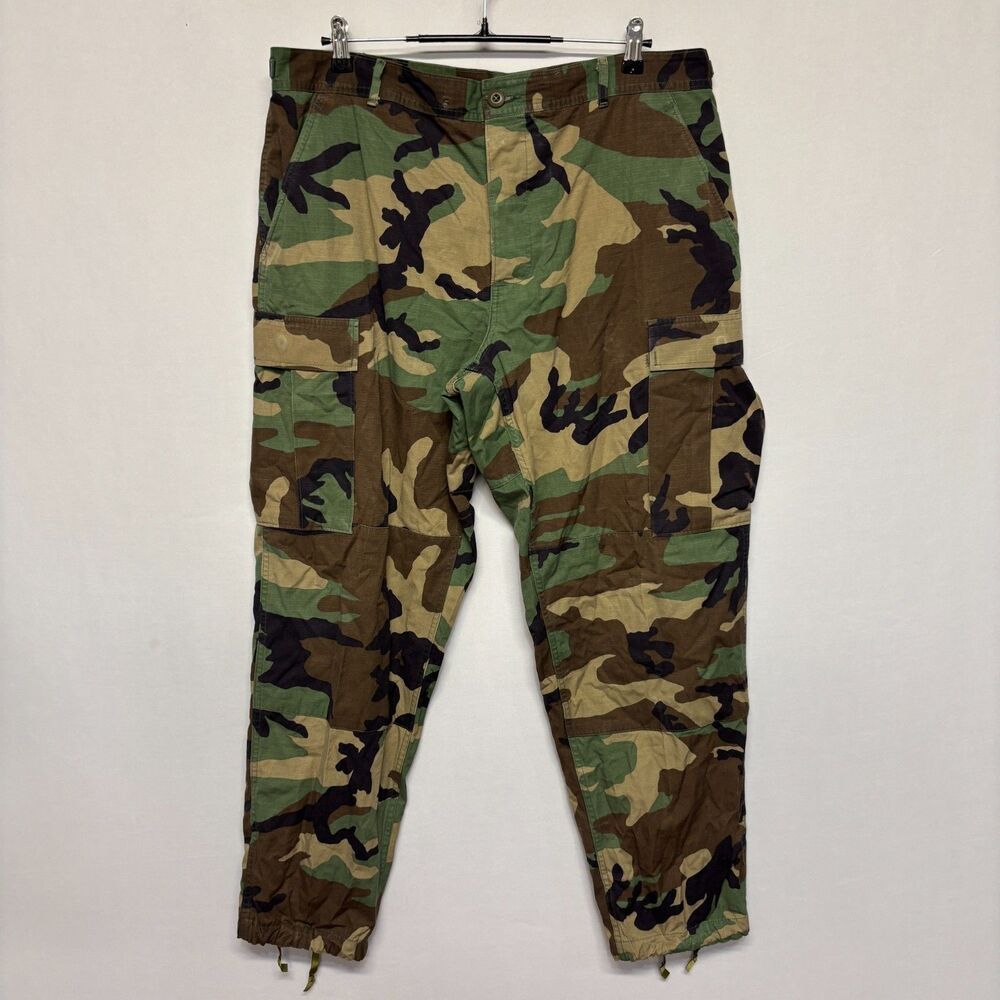 Vintage USGI M81 Woodland Camo BDU Cargo Military Pants Ripstop Large D130 -18